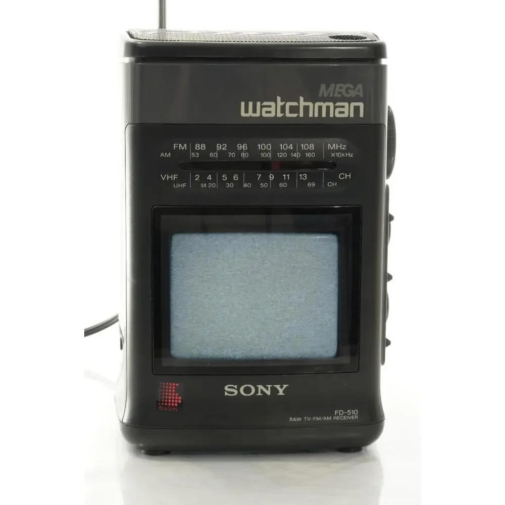 Vintage Sony Mega Watchman FD-510 4.5in B&W TV FM AM Receiver W Orig Box